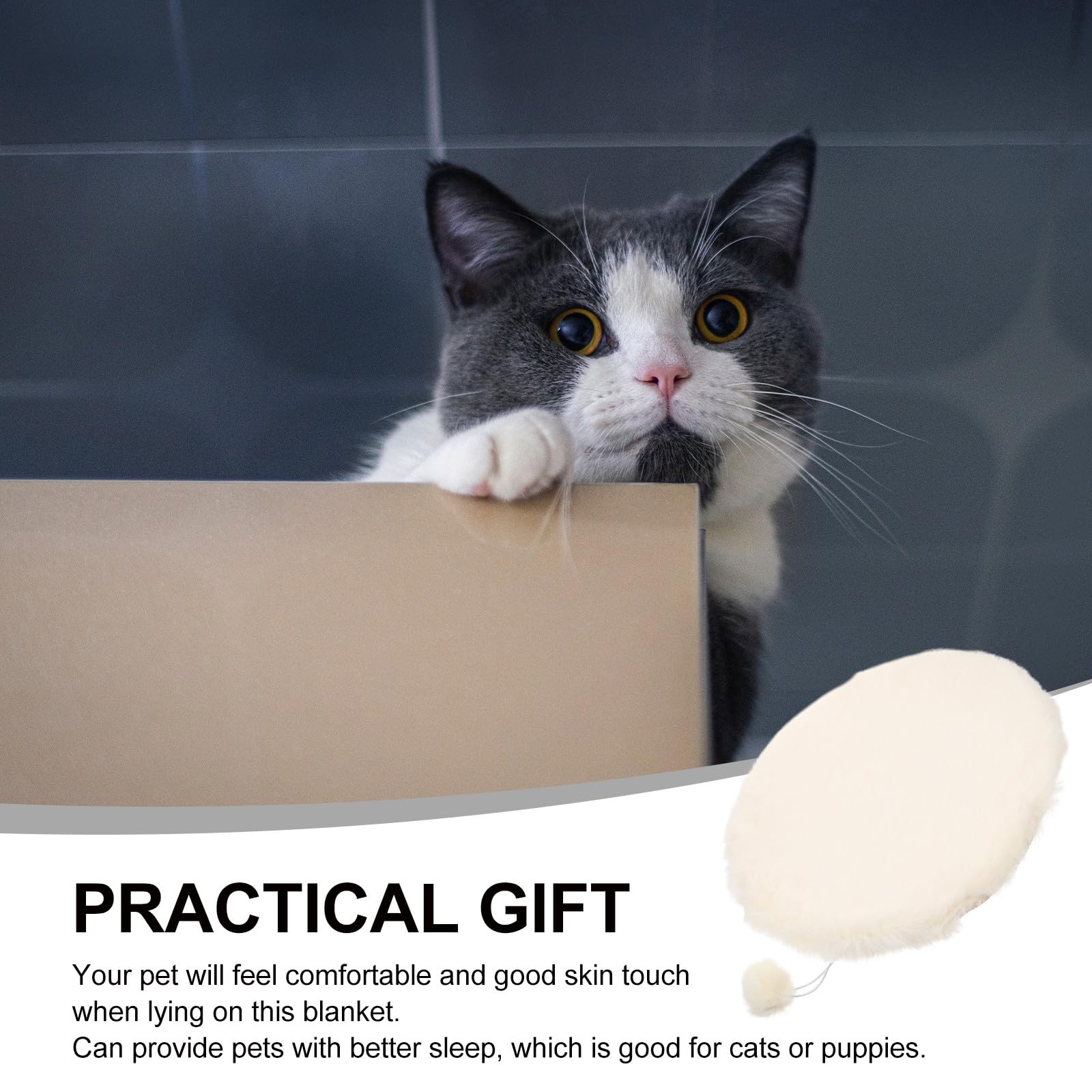 Toyvian Materassino Gatto in Peluche Bianco Funzione Antiscivolo, Cuscino Riscaldante per Dormire e Relax del Gatto, per Kit e Momenti di Gioco