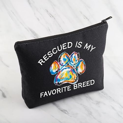 Miniatura 4 de Rescate perro amante regalo rescatado es mi raza favorita, bolsa de maquillaje con cremallera, regalo de rescate de animales, regalo de rescate de