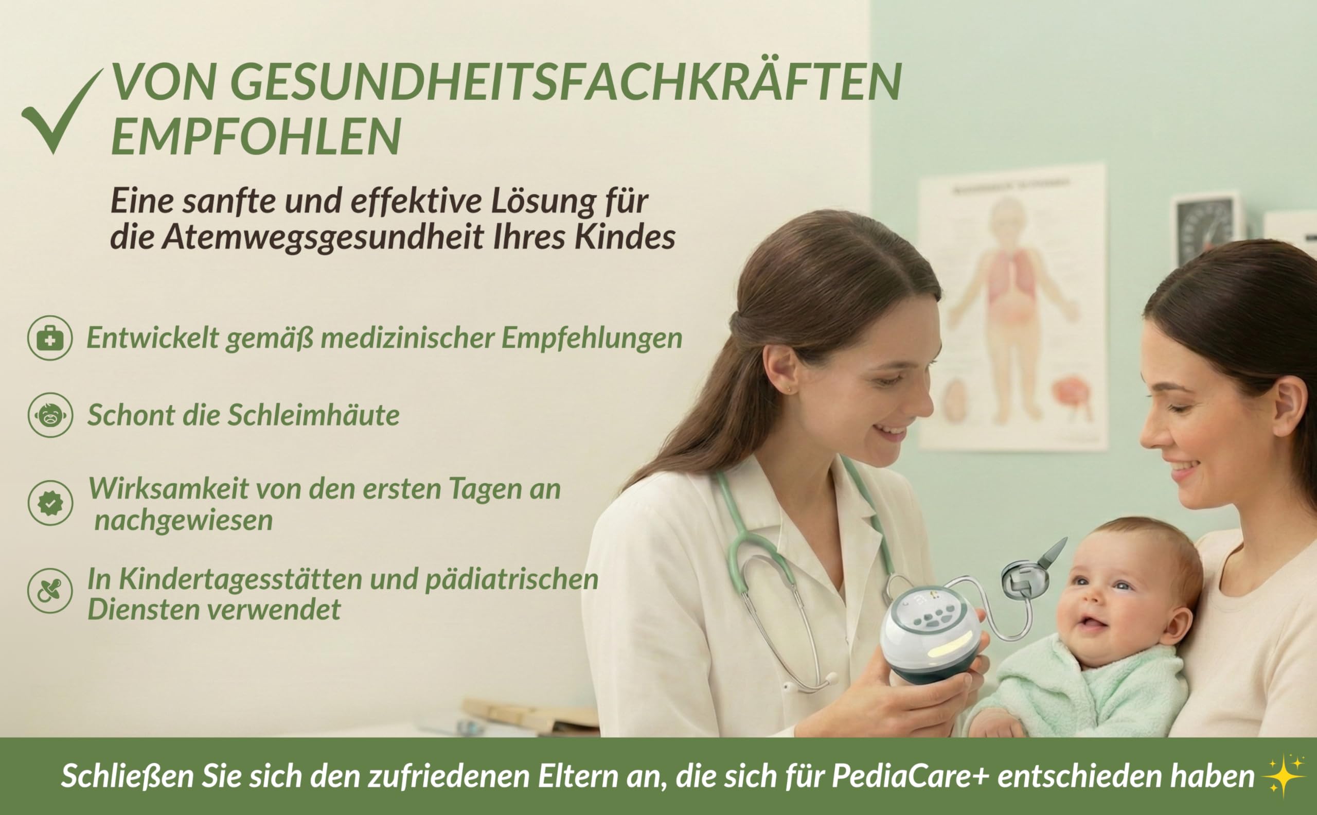 Pediacare+ Nasensauger Baby Elektrisch Starke Saugleistung, 6 Stufen, Silikonaufsätze, Musik & LED-Licht, Wiederaufladbar, Hygienisch, Für Neugeborene & Kleinkinder