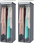 Univivi 54“ Garment Bags for Hanging Clothes,2-Pack Breathable Non-Woven Clothes Cover for Closet Organizer with Clear Window, Hanging Garment Storage Bag for Dresses,Suits,Coats