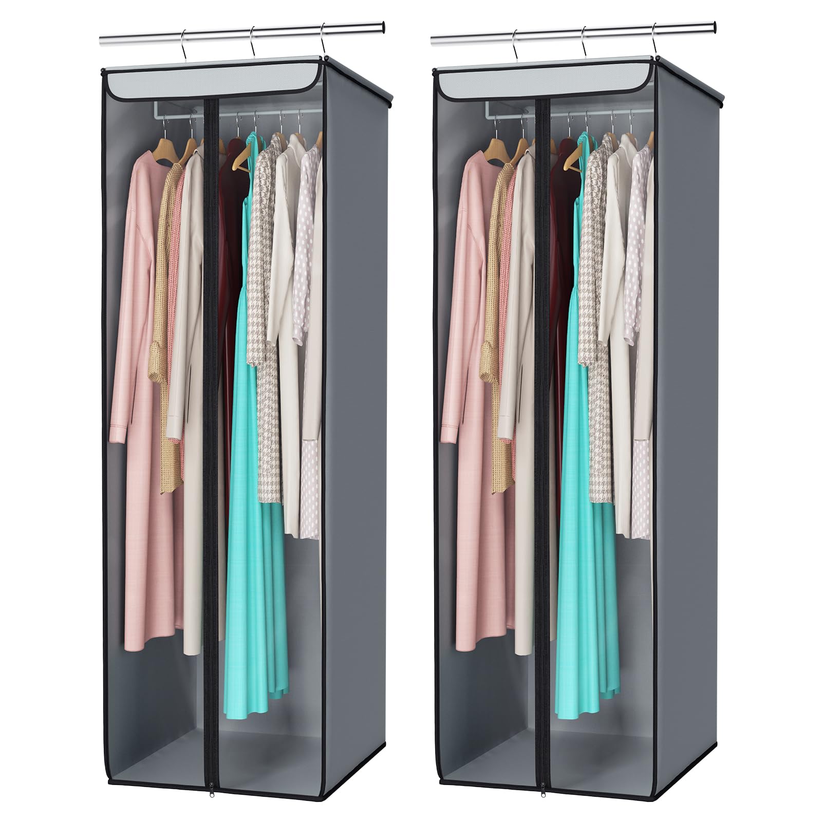 Univivi Garment Bags for Hanging Clothes Large Clothes Storage Bags Closet Organizer with Clear Window Premium Hanging Garment