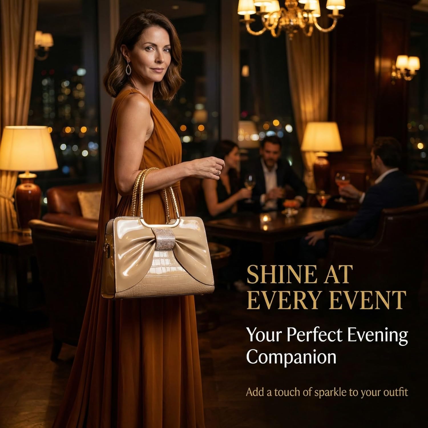 Women’s Glossy Patent Leather Handbag Top Handle Satchel - Medium Structured Shoulder Tote Purse with Adjustable Strap - Image 4