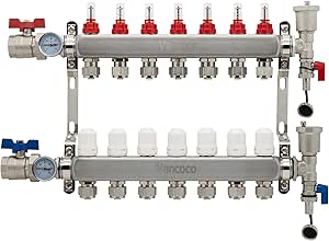 Vancoco Heizkreisverteiler Edelstahl - 6 Kreise Für Fußbodenheizung