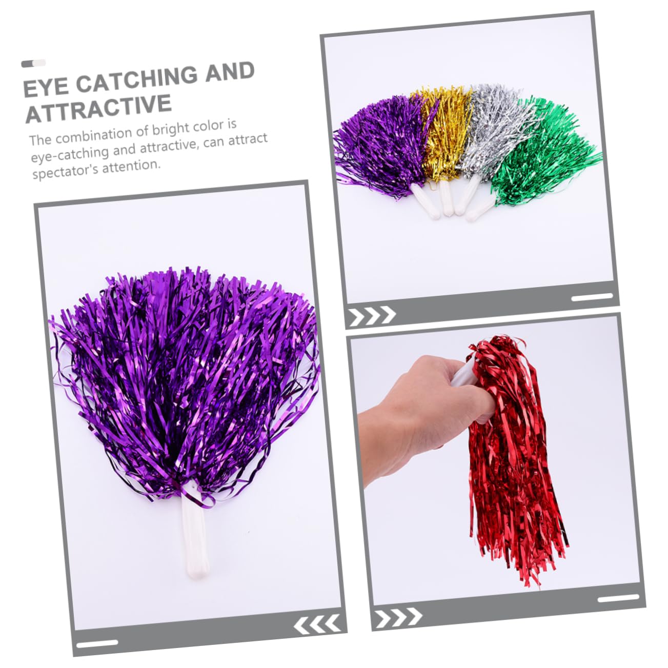GRIRIW 18Pcs Cheerleading Pom Poms Decorative Cheer Props for School Sports Events Use Easy to Use Handle Design for Dance Routines and Team