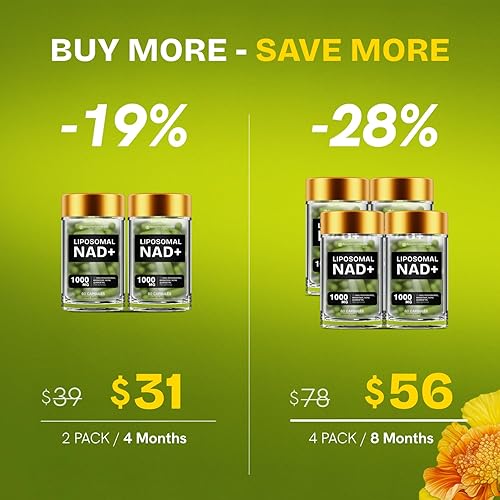 Miniatura 5 de Suplementos liposomales NAD para mujeres Resveratrol NAD + Suplemento con berberina, quercetina, noni  Aumenta el NAD antienvejecimiento, apoyo