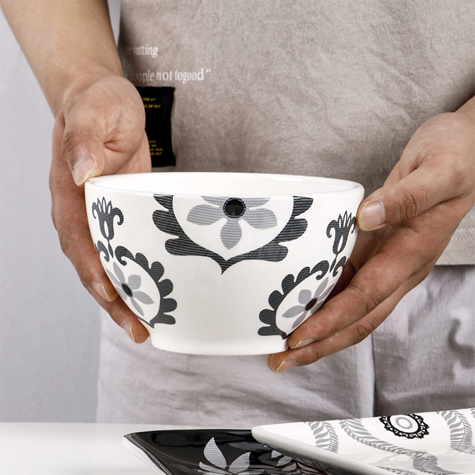 35-częściowy zestaw naczyń z porcelany, kompletny zestaw dla 8 osób, zestaw naczyń z talerzami, kubkami i miskami, nadaje się do kuchenki mikrofalowej i zmywarki