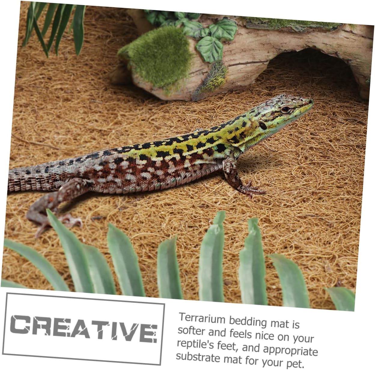 Coconut Fiber Reptile Carpet Mat Natural Lizard Tank Substrate for Bearded Dragons Tortoises Geckos Waste Collection Air Permeability