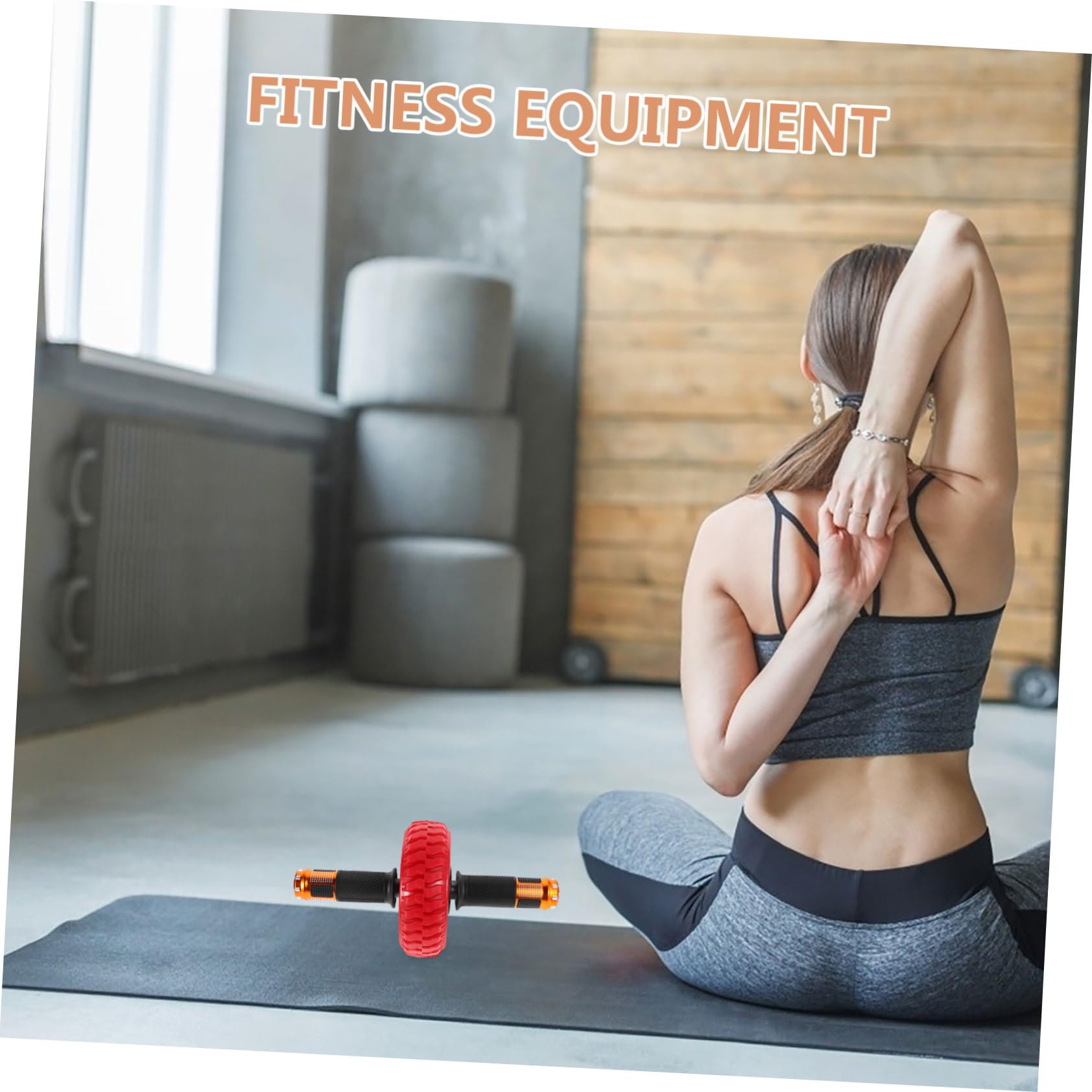 Cabilock Ruota Addominale Fitness Portatile Rosso con Manici Antiscivolo per Allenamento Core Completo Attrezzo Piccolo per Casa e Ufficio Strumento Multi-funzione per Esercizi Addominali
