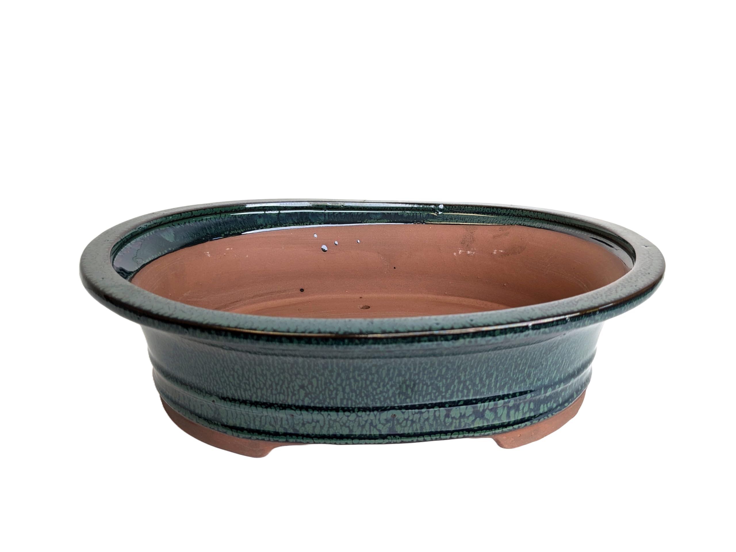 Glazed Ceramic Bonsai Pots without trays (Bottle Green, 30cm)