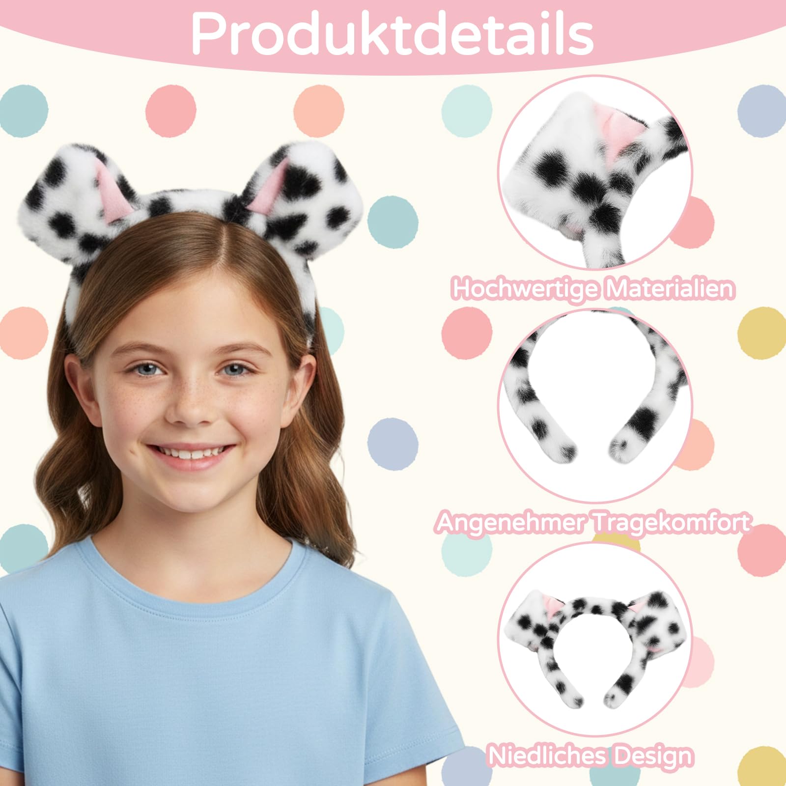 Orecchie dalmata cerchietti per capelli costume da dalmata adulti feste carnevale