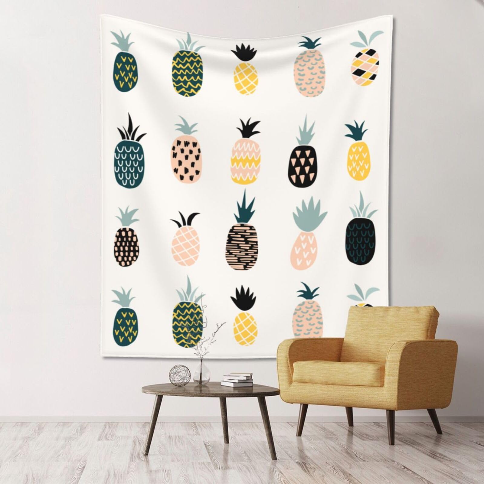 WKSGDSG Large Wall Hanging, Machine Washable Tapestry For Dorm Room, Pineapple, Lightweight Polyester Wall Art For Bedroom Living Room, 152x130cm