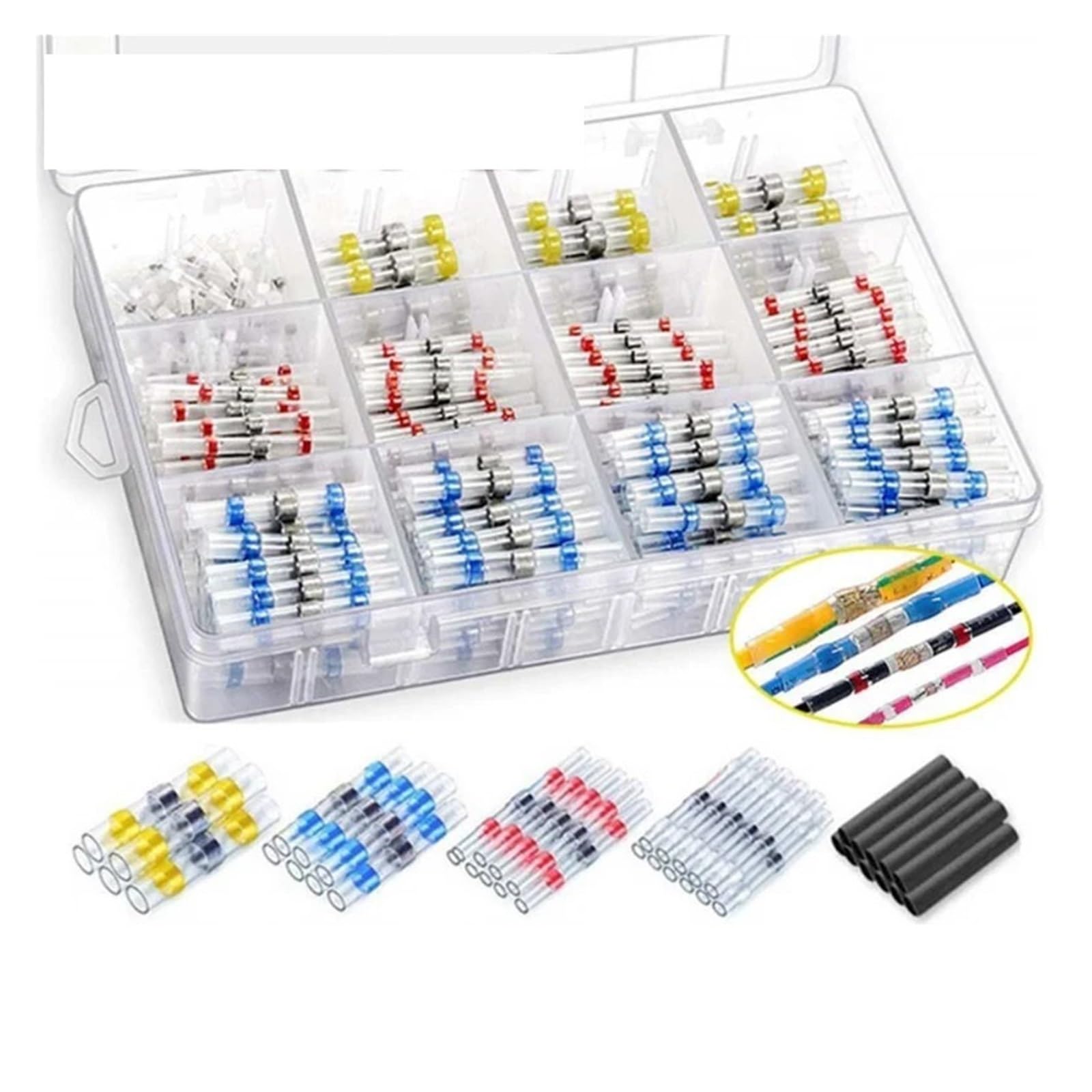 BYLSAGWHT 1000Pcs Heat Shrink Butt Crimp Terminals Solder Seal Electrical Butt Connectors Wire Cable Splice Terminal Kit