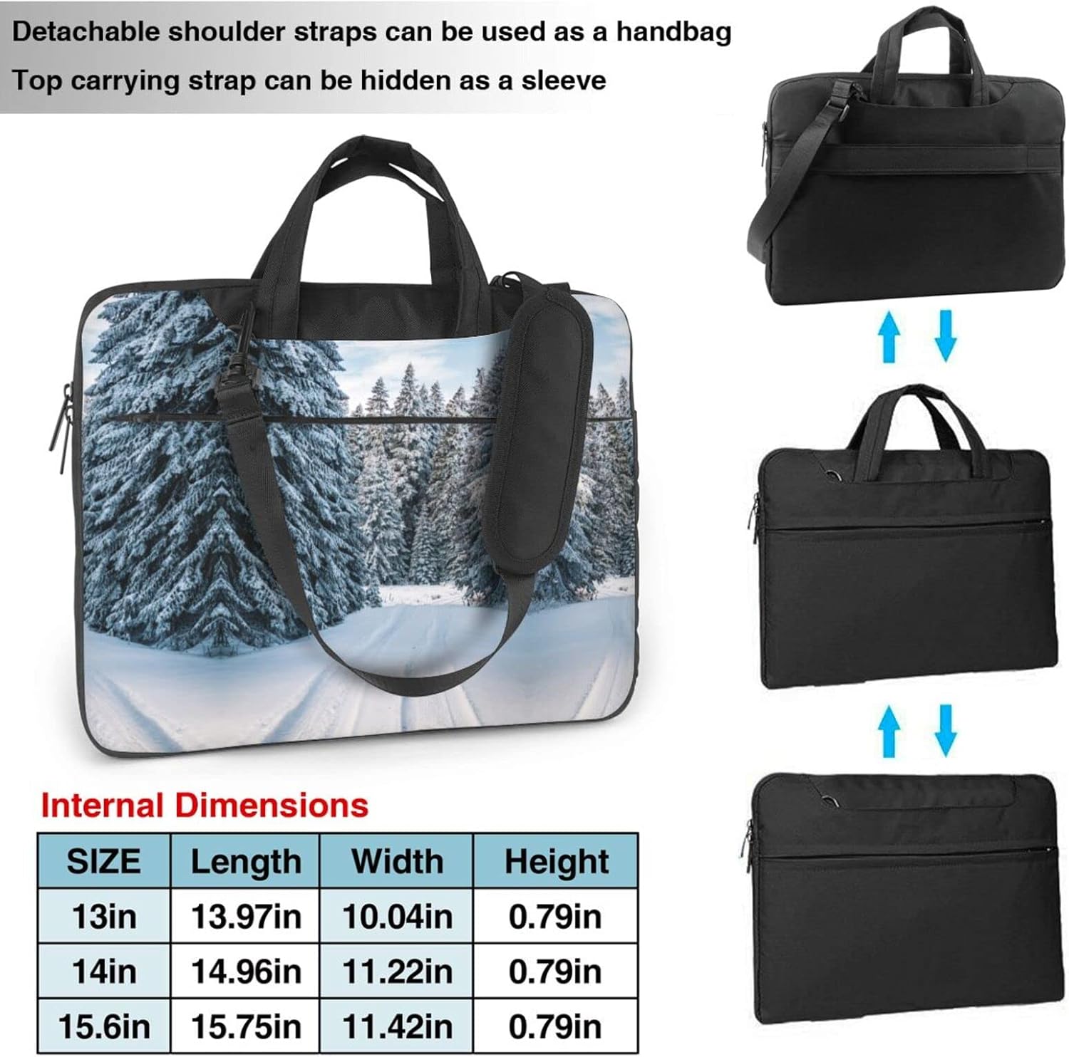 Winter Trip Printed Laptop Bag Tote Shoulder Briefcase Messenger Bag For Unisex Business Office Work Bag