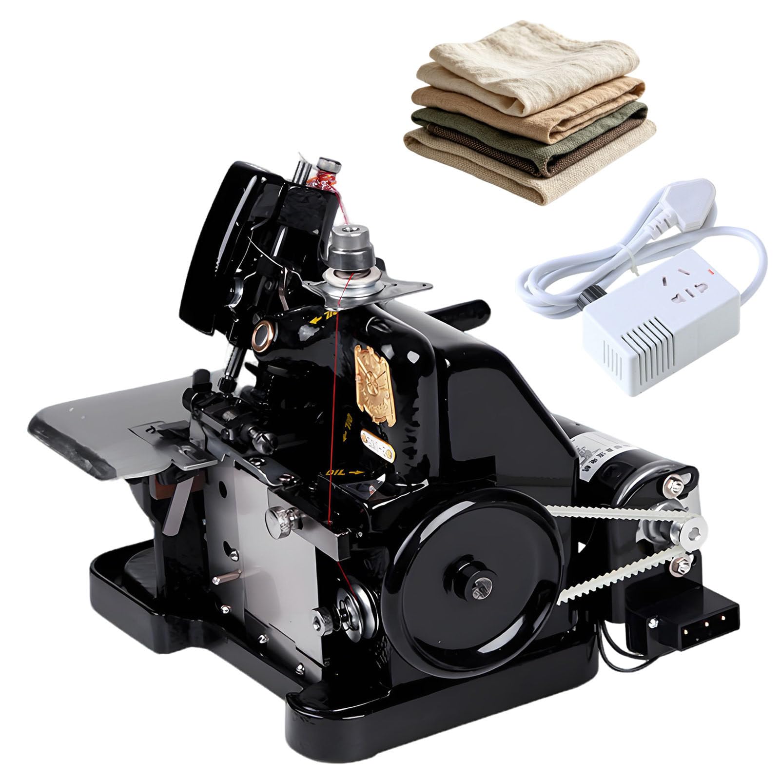 Ymnogjie Overlock Sewing Machine,Machine Serger Industrial 3000 Stitches per Minute,with Metal Frame for Heavy Duty Fabric Black