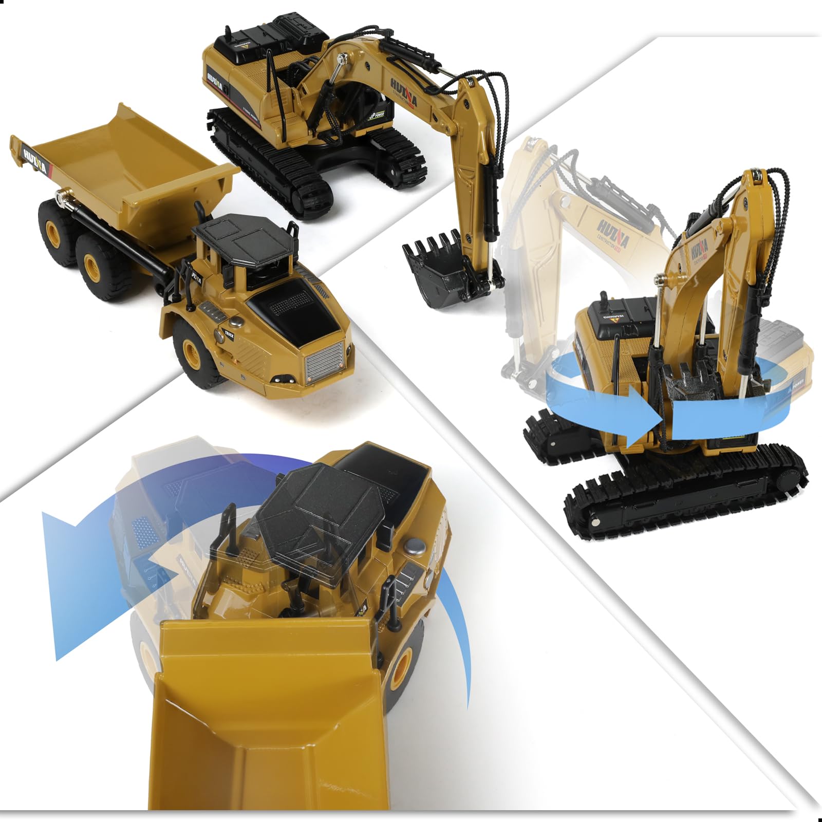 Kipplaster und Bagger Kit Spielzeug, /Metall 1:50 Kipper LKW Dump Truck Lastwagen Spielzeug Baustellenfahrzeuge Kinder Ab 3 Jahre