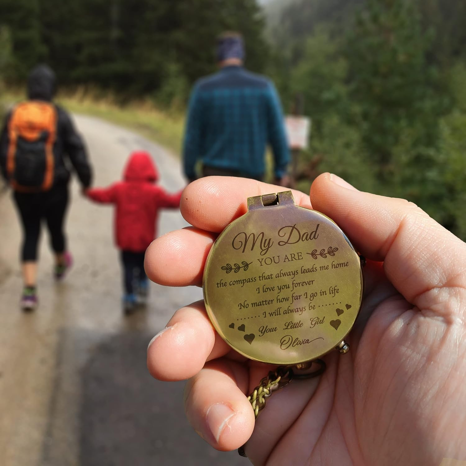 Personalized Vintage Inspirational Engraved Brass Compass with Name, Custom Fathers Day or Birthday Gift for Dad from Daughter Son