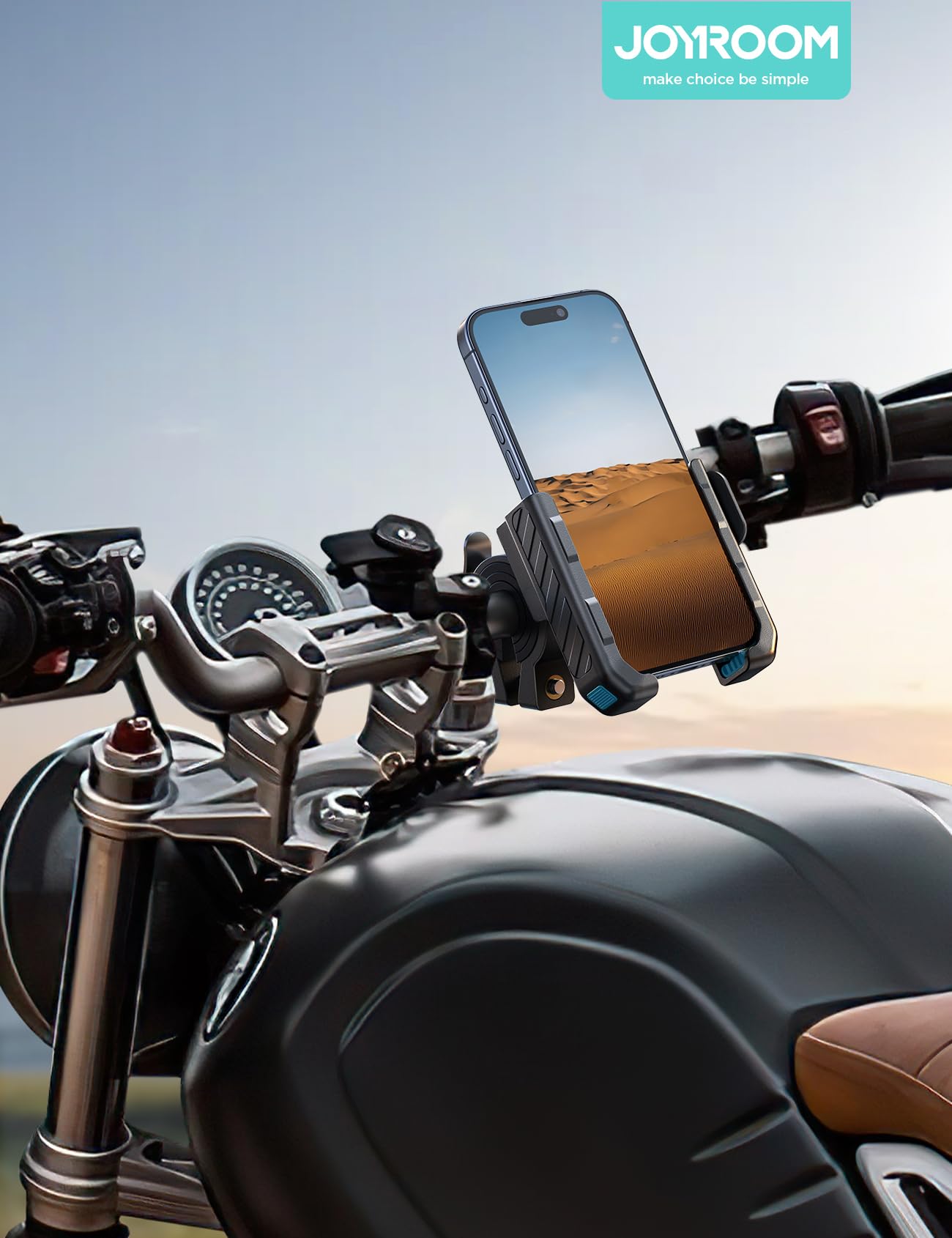 JOYROOM Uchwyt na telefon komórkowy do roweru 【Amortyzator wstrząsów】 Motocyklowy uchwyt na telefon komórkowy 【szybki uchwyt 1S】 Uniwersalny uchwyt na telefon komórkowy na kierownicę rowerową i