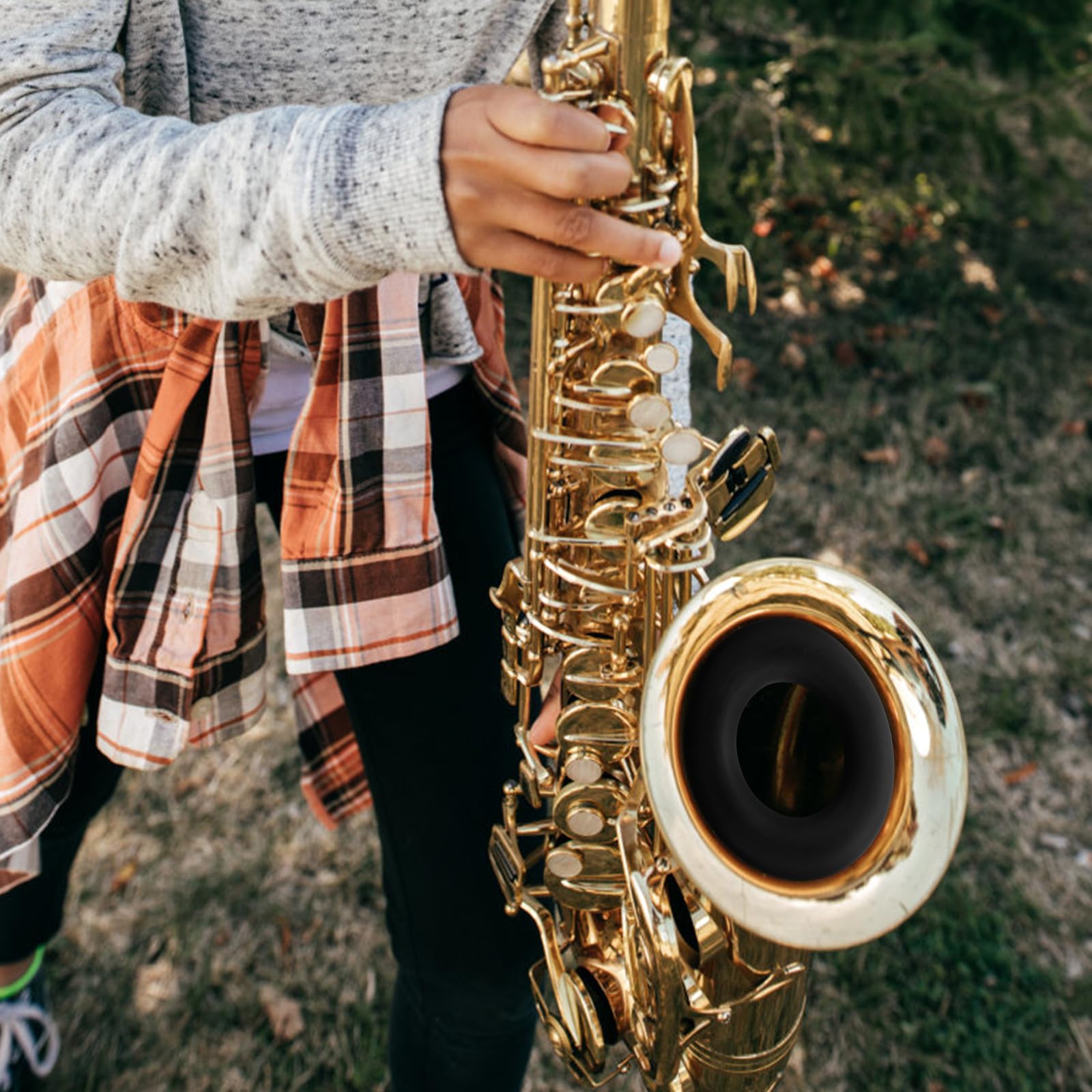 Beavorty Sordina para Reducir el Saxofón Tenor para Negra de Silicona Ajuste de Tono y Función de Práctica, Accesorio Adecuado del Saxofón en Ensayos