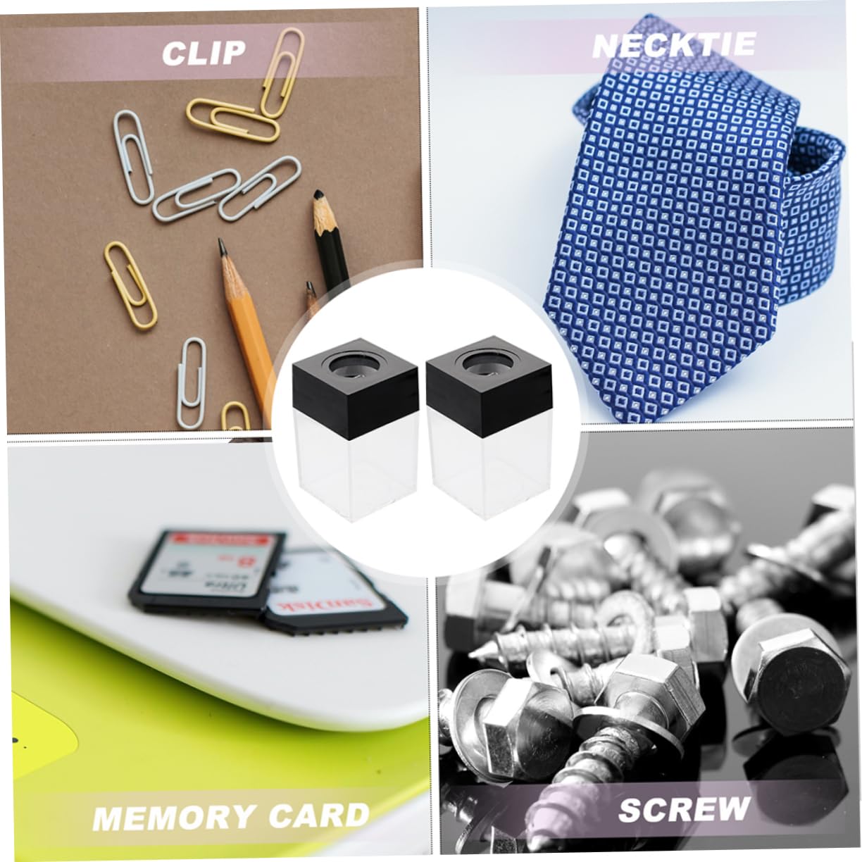 Gatuida 12 Piezas Caja de Clips Magnéticos Portátil Organizador para Escritorio Dispensador de Clips Magnéticos de Plástico Cuadrado para Oficina y Hogar Seguro