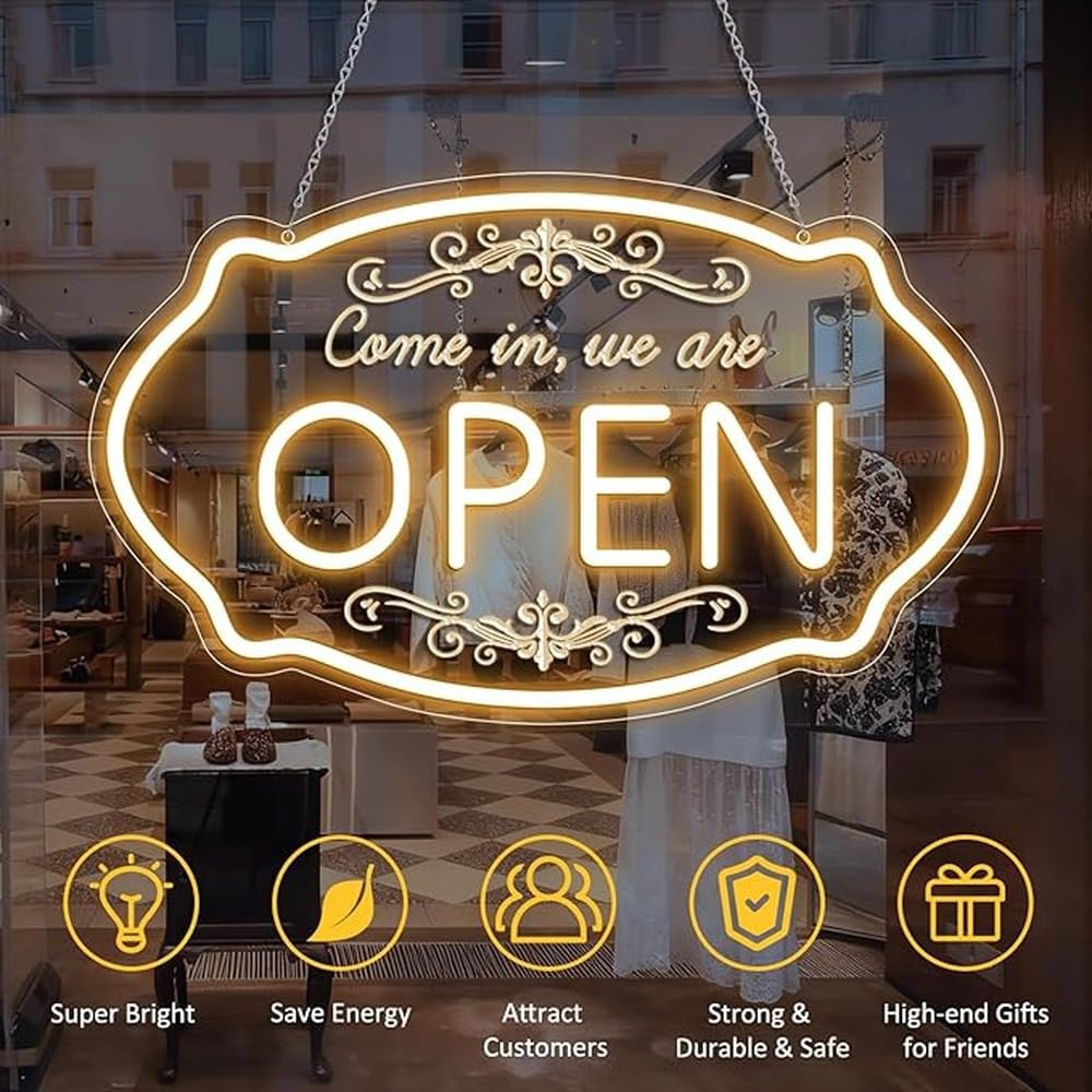 POXZSFX Attract Customers With Open Neon Sign Open Signs For Business Pink Neon Sign Space Hours Of Signs For Business Ordinary