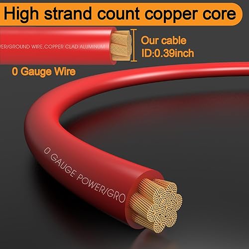 Miniatura 2 de Ruikarhop Kit de Cableado de Amplificador de Calibre 0, Kit de Instalación de Subwoofer de 3000 Vatios. Hace Conexiones y Aporta Energía a tu Radio,