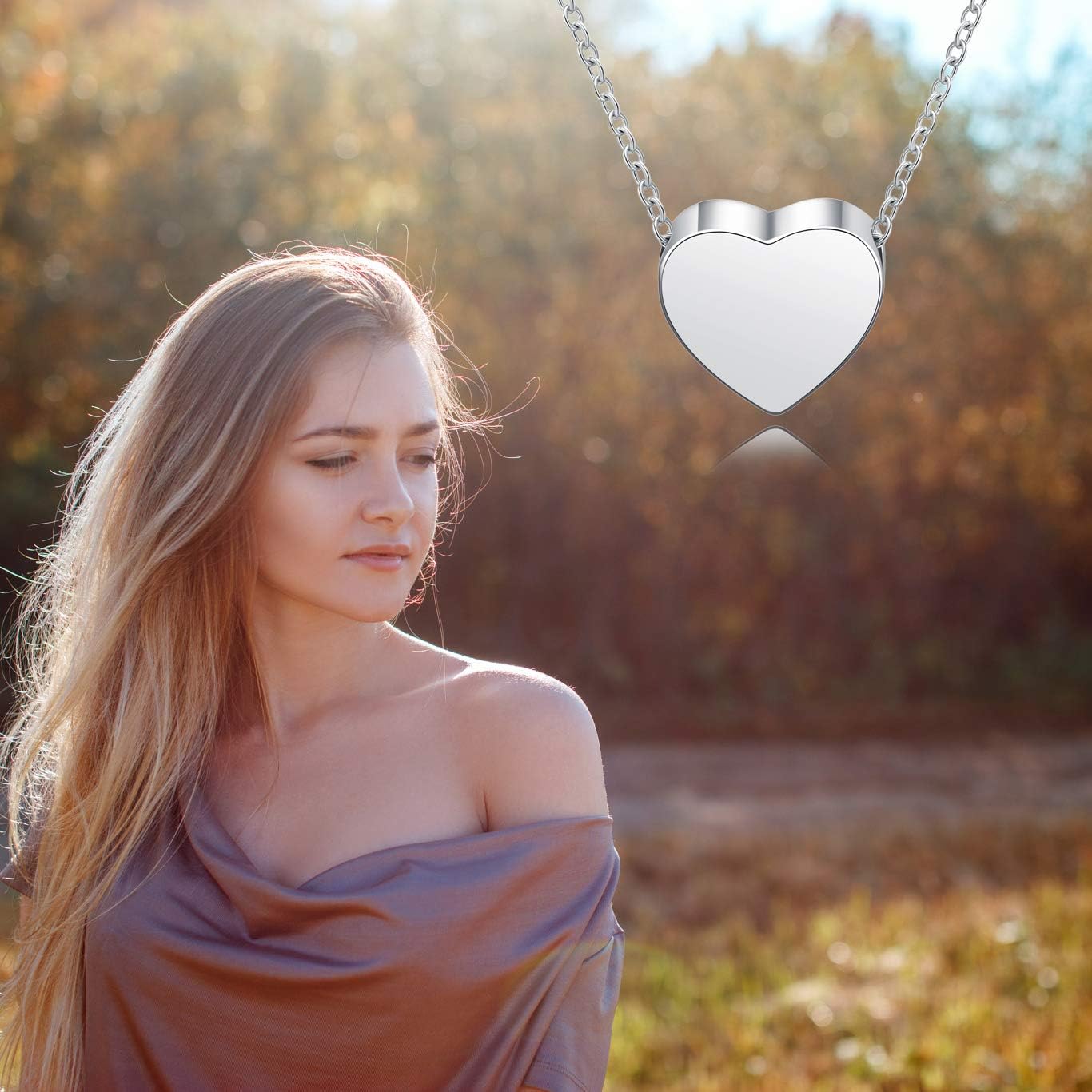 BEILIN 925 Sterling Silver Urn Necklace for Ashes for Women Keepsake Memorial Heart Cremation Jewelry for Ashes(Simple heart)