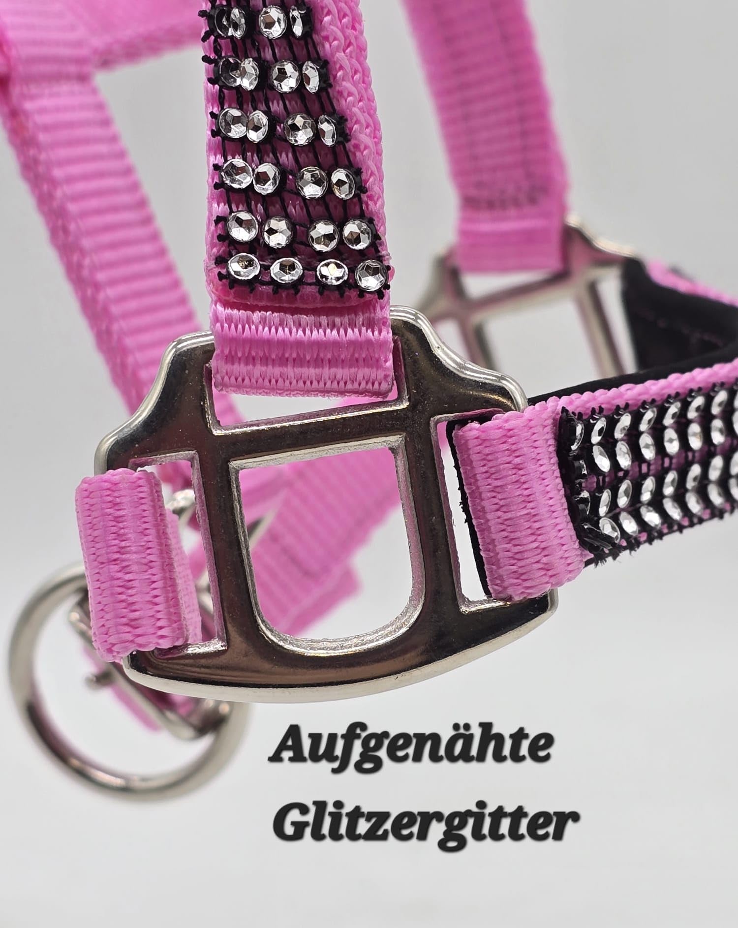 Glitzer Abschwitzdecke + Halfter Set Rosa Rot Schwarz 70 80 90 100 cm Minishetty Shetty Glitzerhalfter Fleece Decke (Rosa, 80 cm)