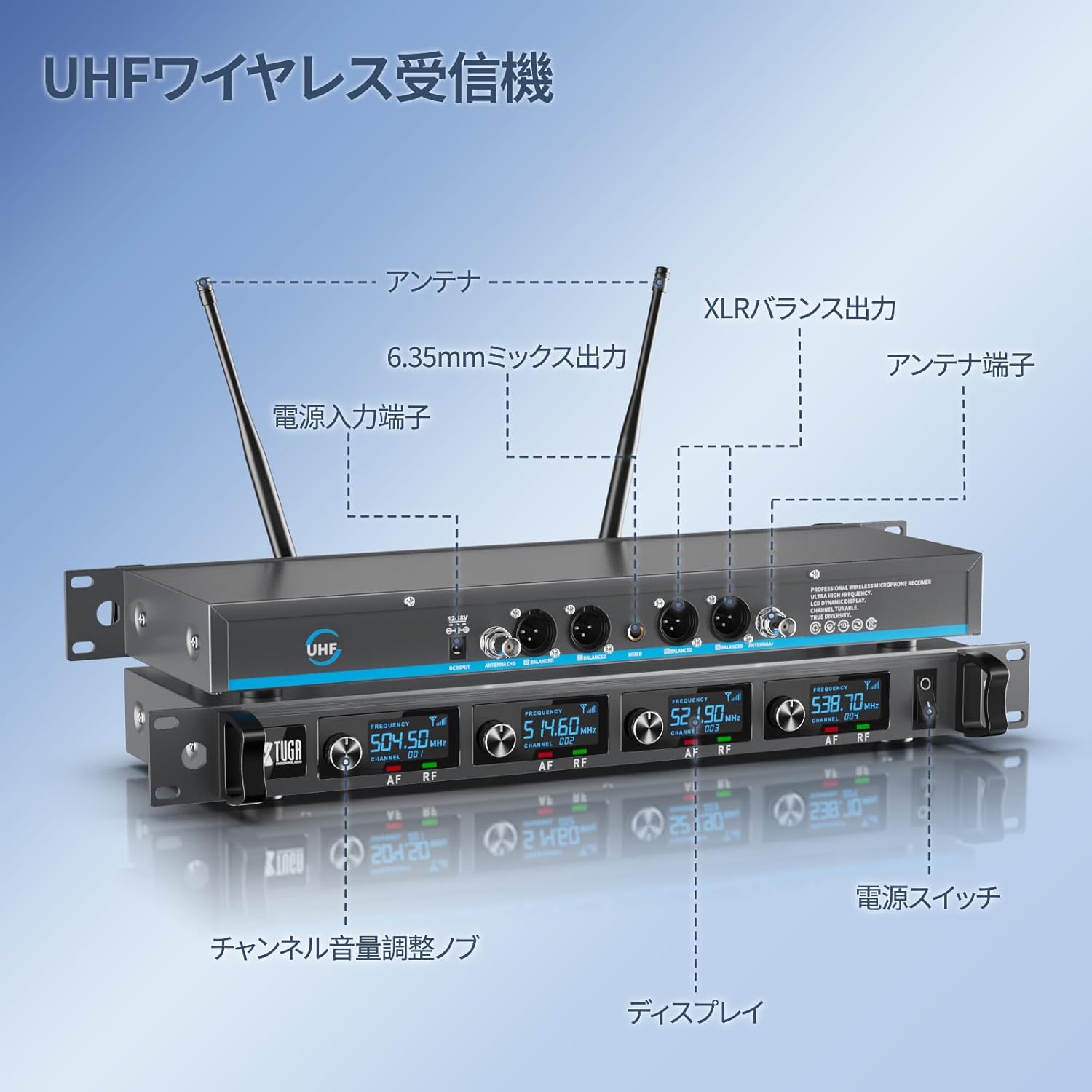 X TUGA ワイヤレスマイク受信機 A140-H Amazon.co.jp: XTUGA A140 の無線マイクロフォン システム、4 つの