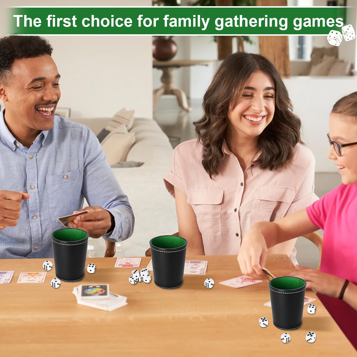 6 Piezas Juego de Tazas de Dados de Cuero con 36 Dados para Juegos de Mesa,Juegos de Fiesta y Reuniones Familiares