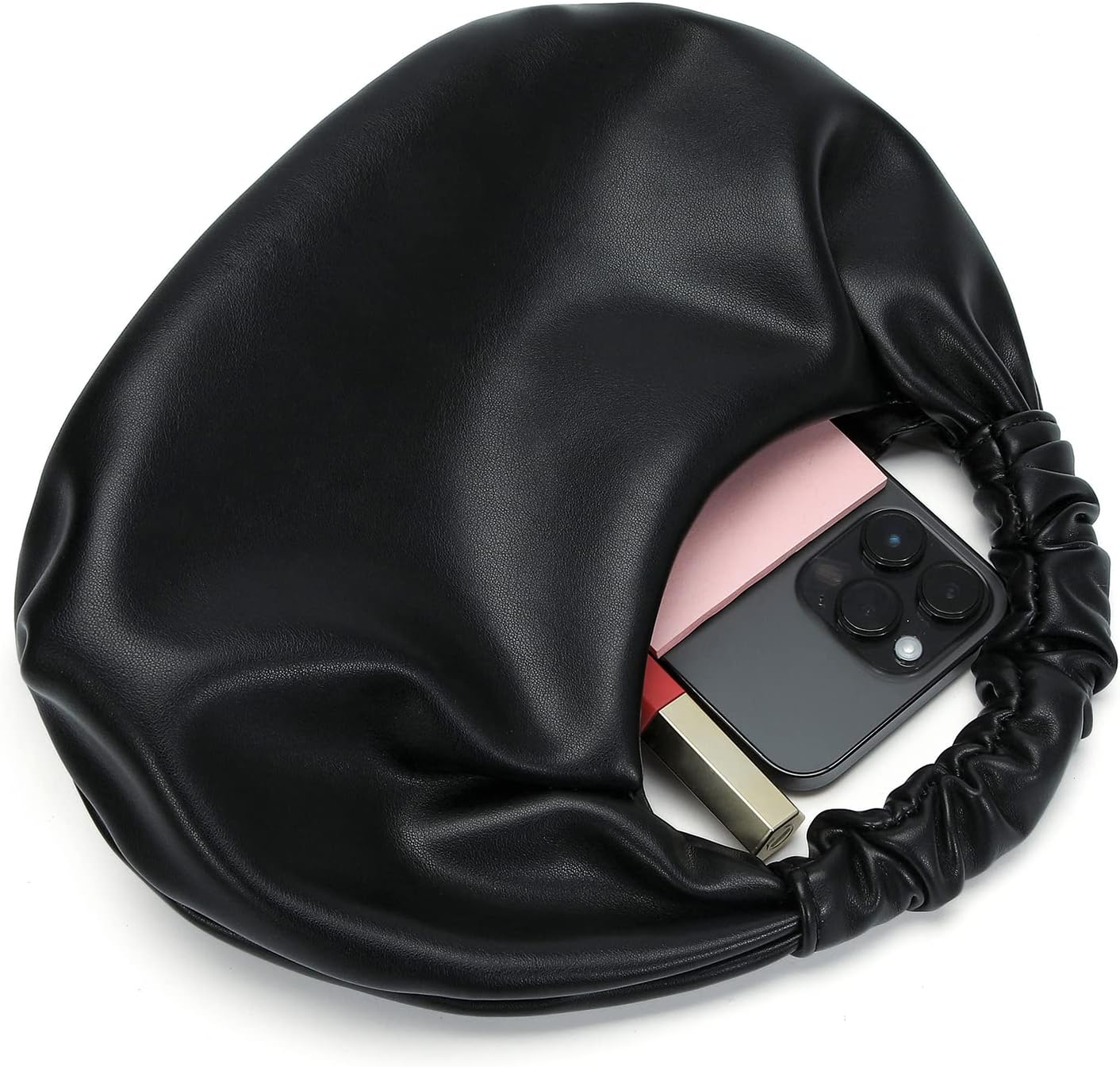 Mini Hobo Tote Bags for Women Soft Leather Clutch Purses for Women Cloud-Shaped Top Handle Bags - Image 5