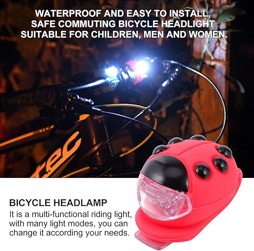 Miniatura 5 de BESPORTBLE Luz de mariquita para niños, luz delantera y trasera, faros delanteros y traseros de bicicleta, luz LED de silicona, luz trasera para