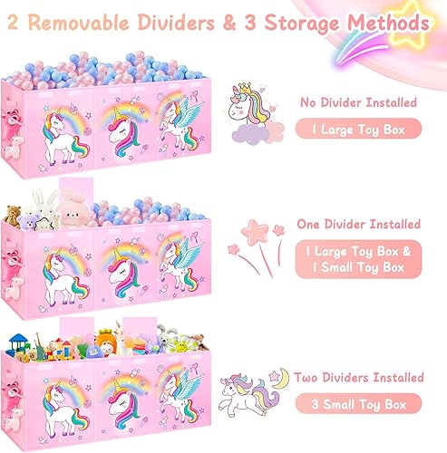 Miniatura 6 de Cofre de juguetes extragrande, organizador de almacenamiento de juguetes plegable y resistente con tapas, 40 x 14 x 16 pulgadas, cajas de juguetes
