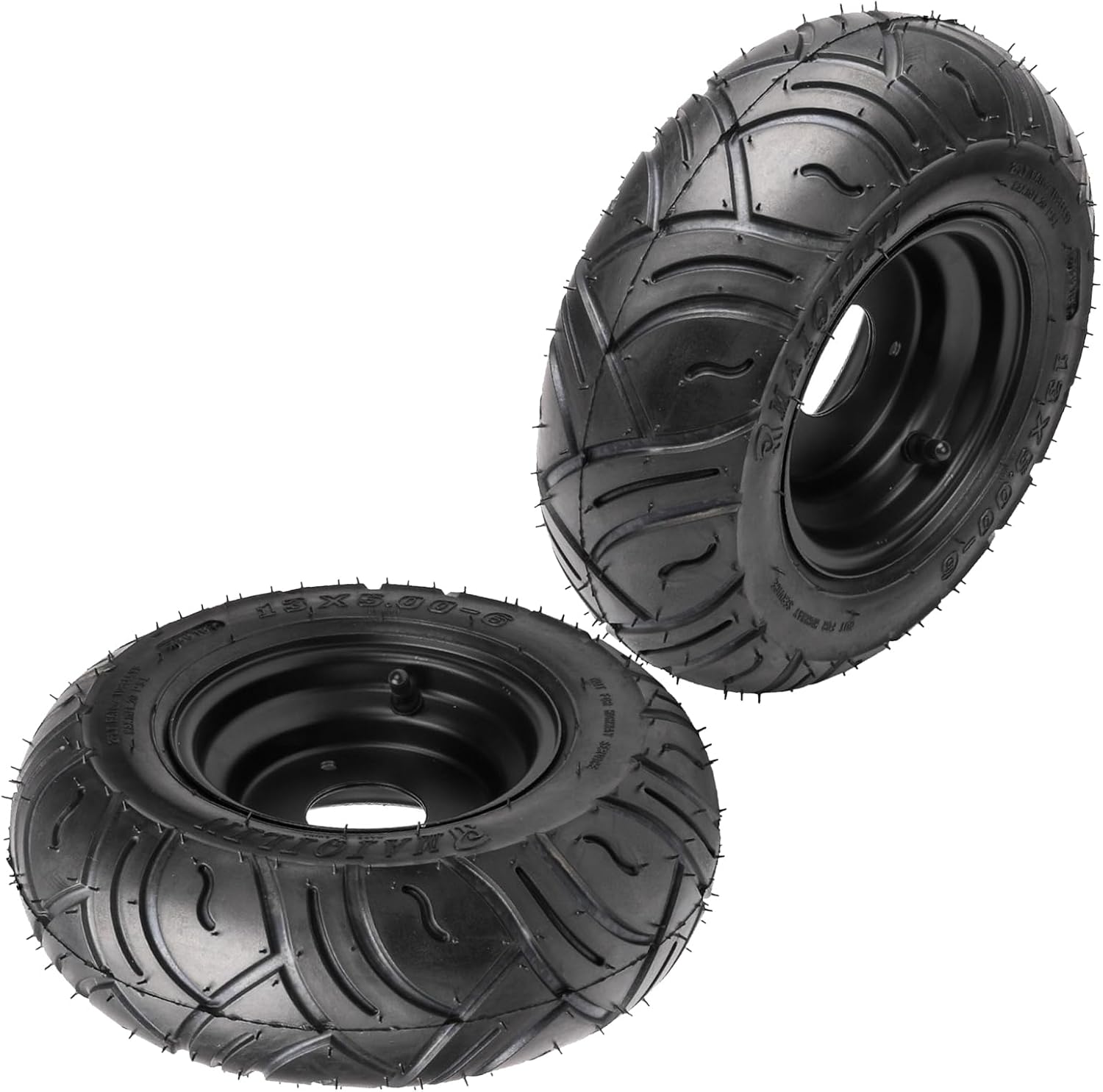 2 Pack 13x5-6 13x5.00-6 Go Kart Tires and Wheels Tubeless Assembly 6" 3 Lug Rims 78mm for 50cc 110cc 125cc ATV Quad Mini Bike Race Cart Scooter Mower 4 Wheeler Utility Wagon Garden Cart