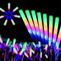 HBYLXTJ 12 Pack Foam Glow Sticks Bulk - 3 Modes LED Flashing Light Up Sticks for Weddings, Halloween, Raves, Concerts & Parties
