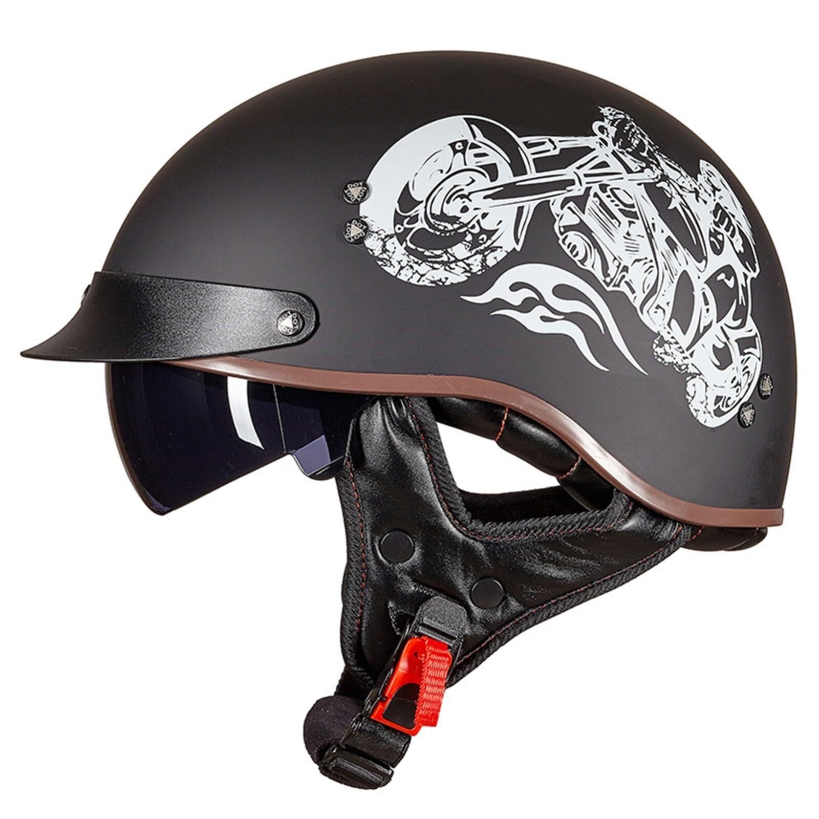 Casque moto vintage bol jet homologué ECE avec visière pour homme scooter