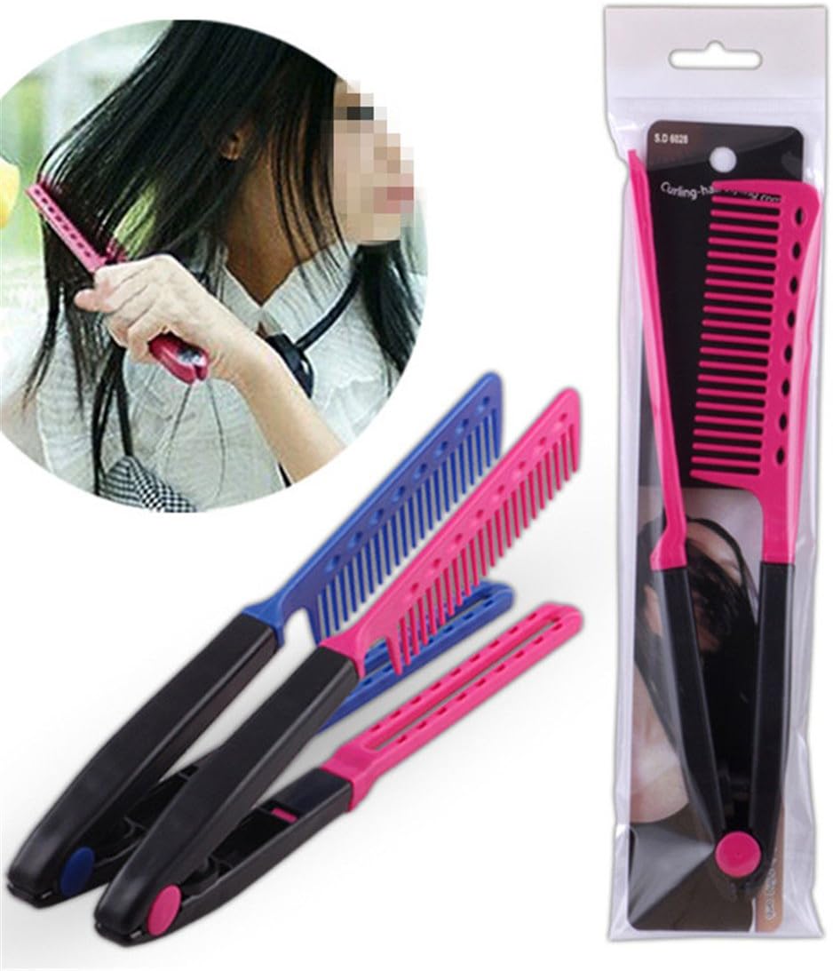 1Pc DIY Salon Hair Brush Combs Hairdressing Styling Hair Straightener V Shaped Straight Comb Color Random