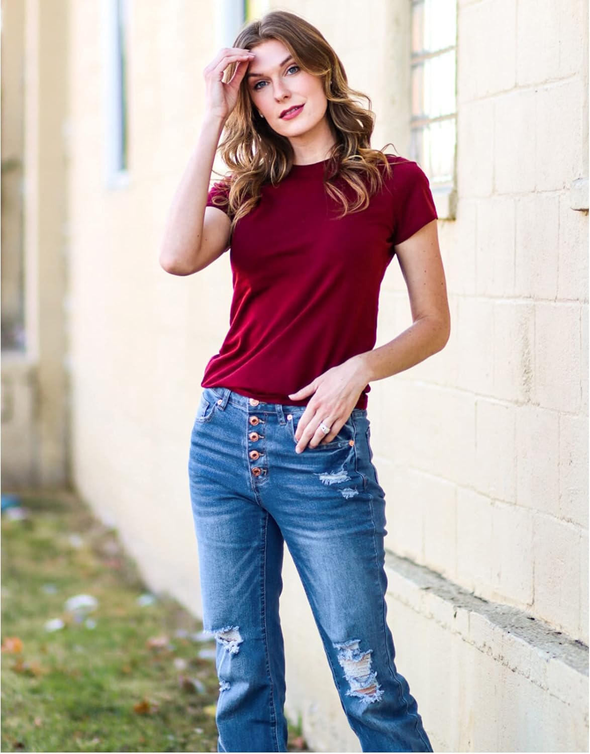 LookbookStore High Waisted Ripped Flare Jeans for Women Distressed Bell Bottom Jeans Wide Leg Pants - Image 7