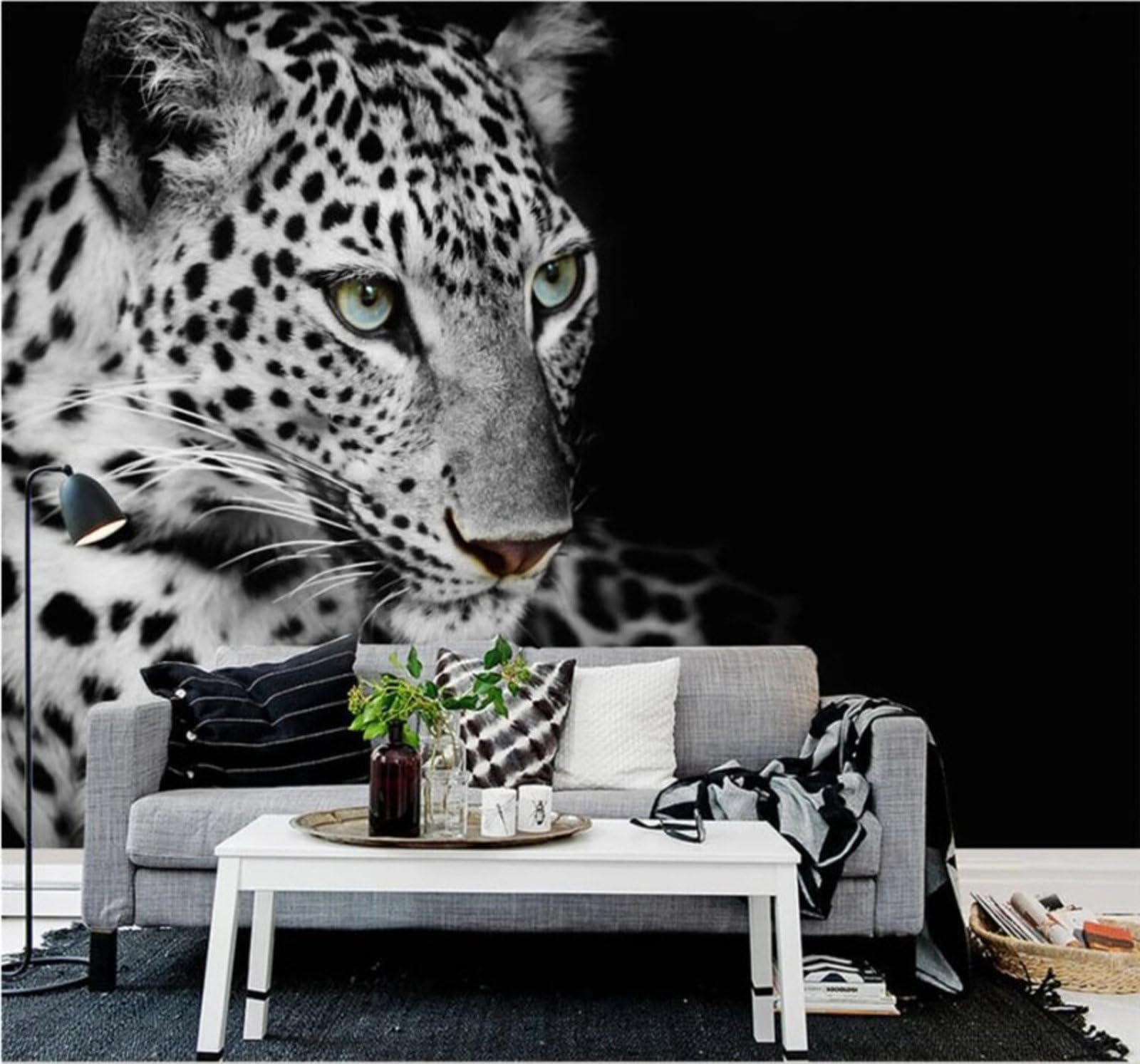 Wallpaper-3D-Xlm 400Cm×280Cm(B×H) Minimalist Three Dimensional Black Cheetah Unique 3D Wallpaper Easy Install Feature Office Living Room Sofa Bedroom Tv Background Wall Decoration-400Cm×280Cm