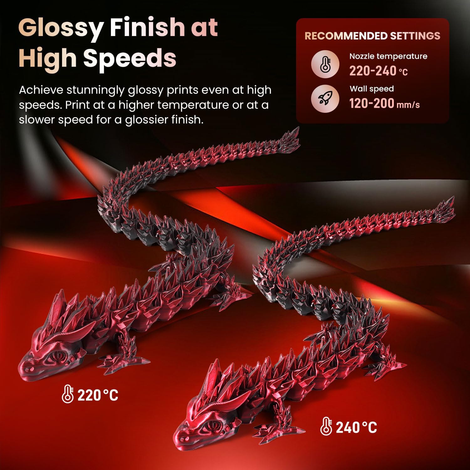 FLASHFORGE Silk Bi-Color PLA Filament 1.75mm, Coextrusion Black Red Dual Color Multicolor 3D Printer Filament, Enchanting Silk Finish with 360° Multicolor Shifting Color Effect - Image 4