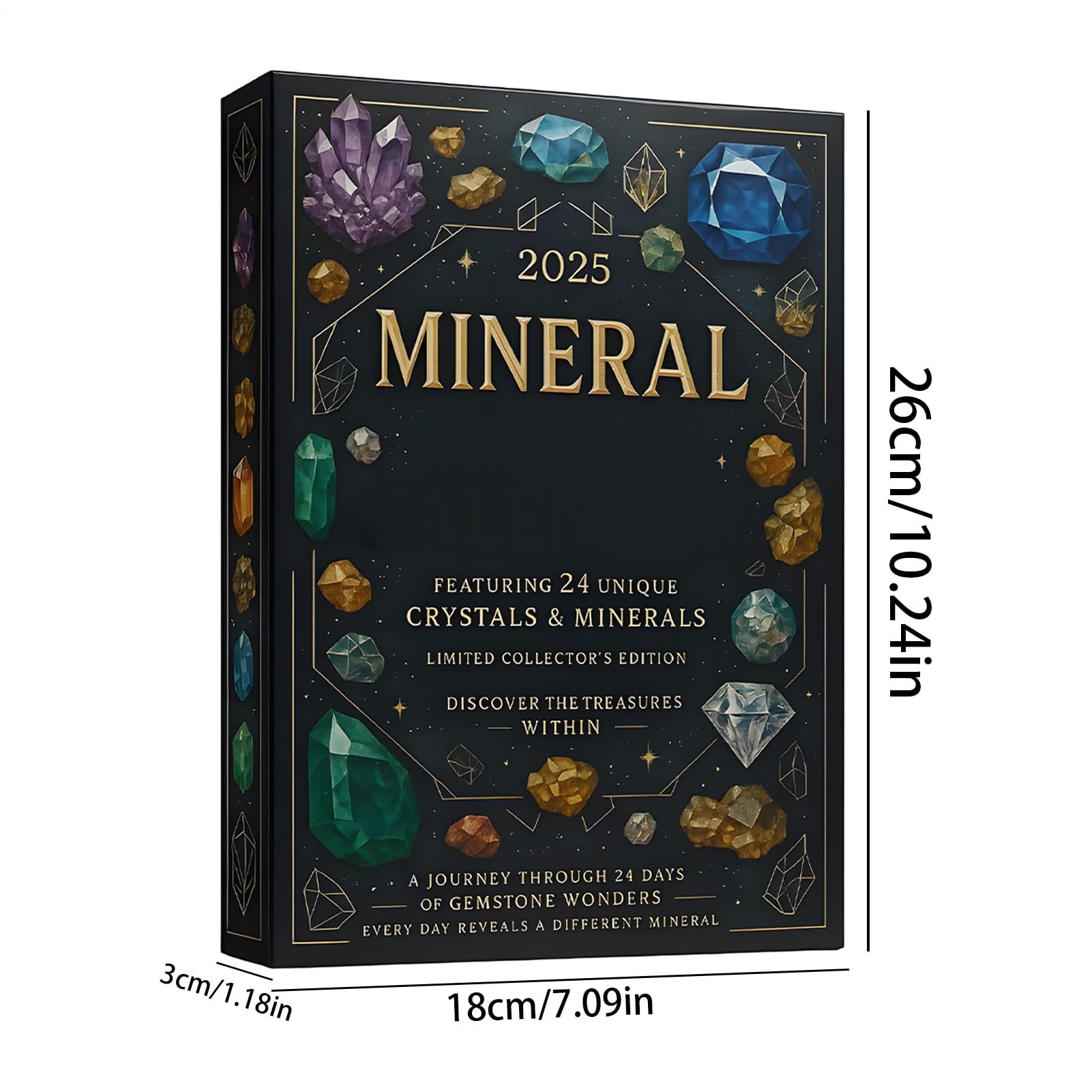 Calendario de Cuenta Atrás para Navidad 2025 24 Días Accesorios Planos | Calendario De Adviento Con Tema Mineral Para Navidad Para Familia Amigos Niños Adultos Árbol Repisa
