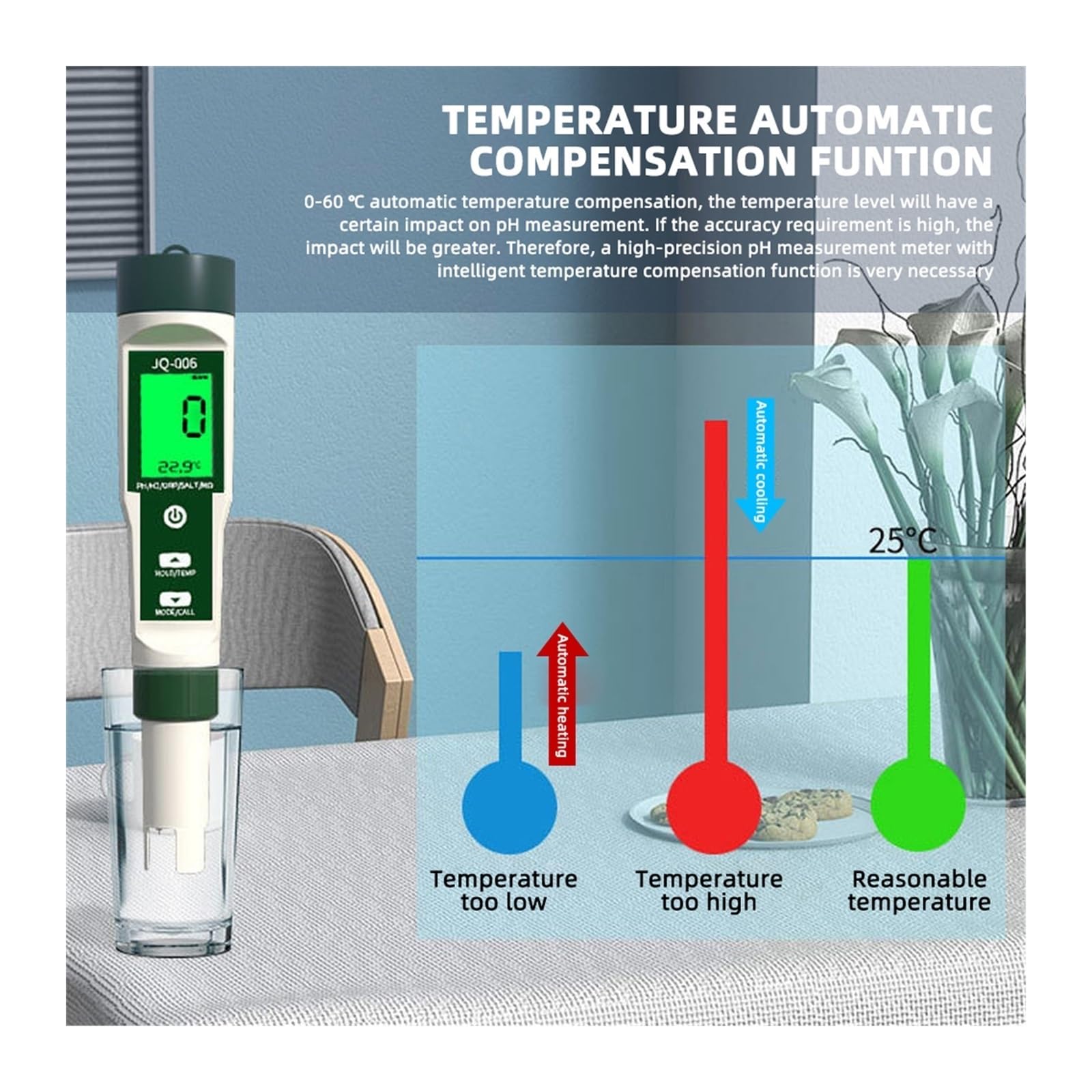 Kit per l'analisi dell'acqua, Tester digitale for il monitoraggio della qualità acqua al trizio 3H delle acque reflue 10 in 1 PH TDS EC ORP SG Misuratore ad alta precisione for bere(No Backlight)