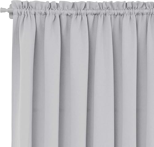 Miniatura 6 de Deconovo Cortinas opacas con bolsillo cortinero, con aislamiento térmico, 137.16 x 101.6 cm, blanco grisáceo, 1 panel