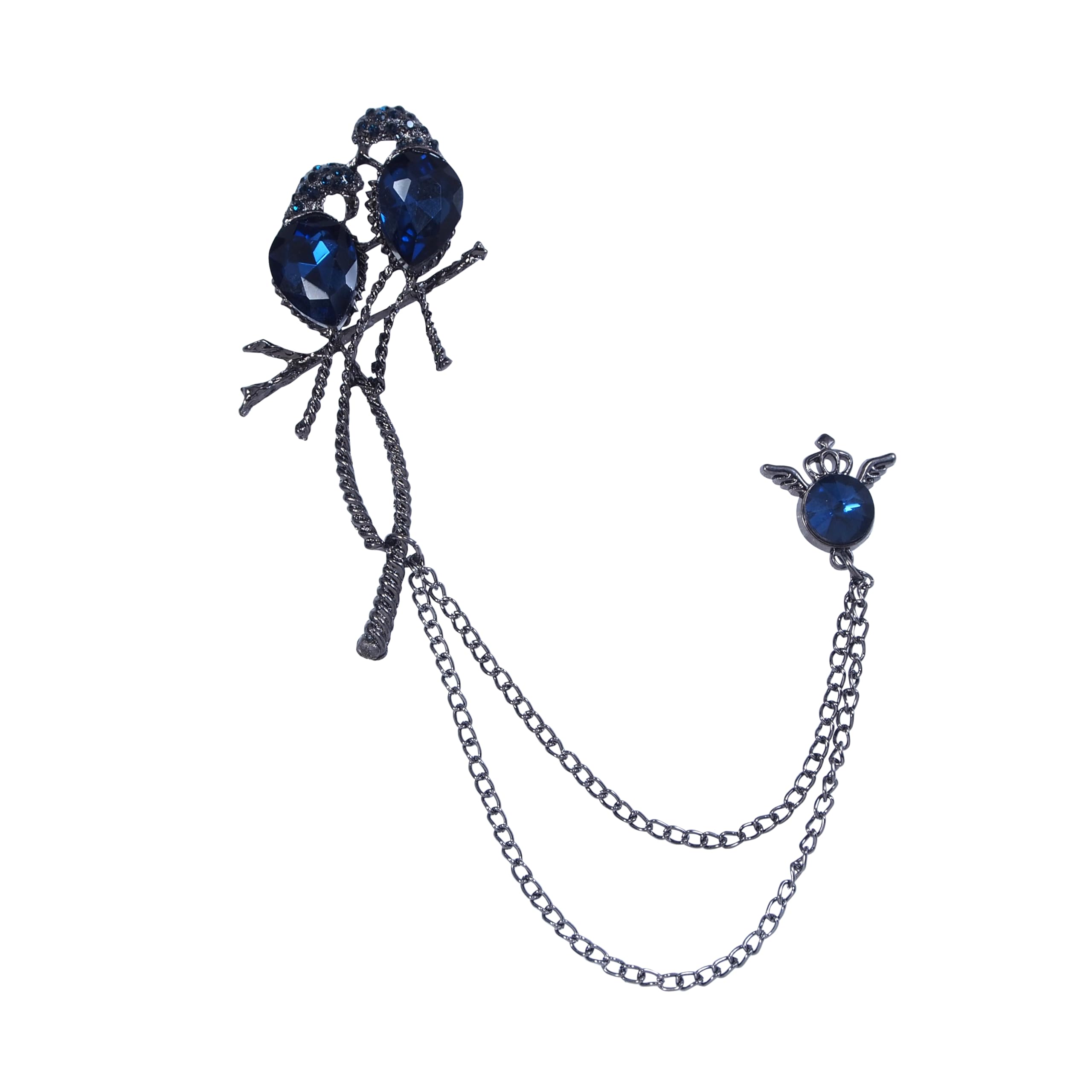 Adorn Blue Rhinestone Brid Shaped Dual Chain Wedding Brooch for Men and Women (B2143NB) (B0CHY8P4F6) Amazon Price History, Amazon Price Tracker