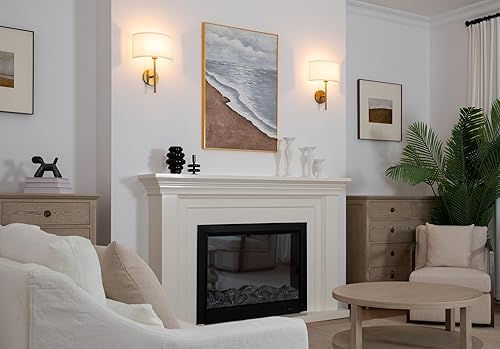 Miniatura 4 de Yosoan Aplique de pared de tela para interiores, lámpara de pared de mesita de noche, vintage, industrial, con cableado, bohemio, semicircular con