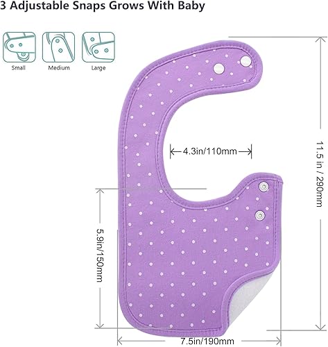 Miniatura 8 de Baberos impermeables Hakochia de algodón orgánico súper suaves y absorbentes con cierre de presión ajustable para bebés niños y niñas