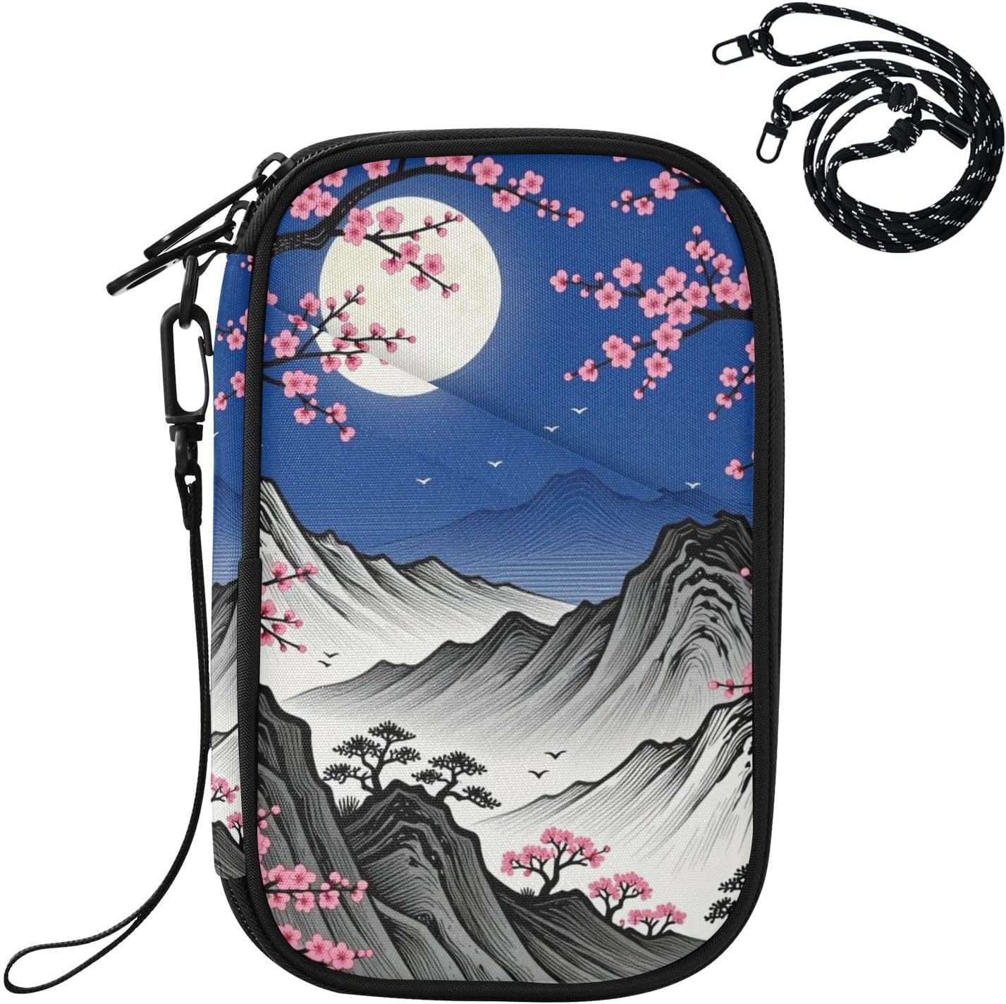Japanese Cherry flower Mount Fuji Cherry Blossom passport holder for travel for travel Wallet Combo men women