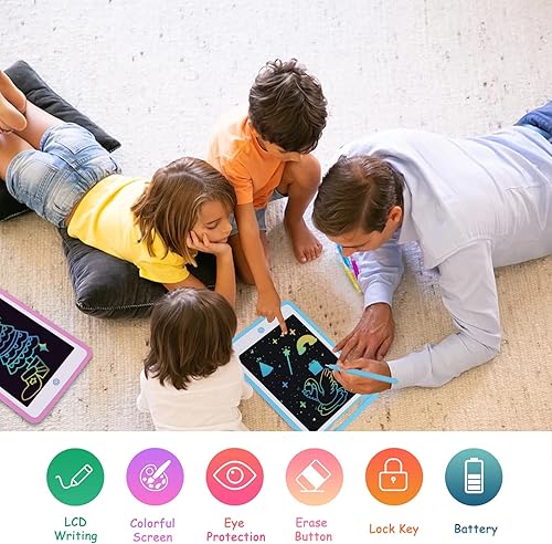 Miniatura 3 de Paquete de 3 tabletas de escritura LCD para niños, tablero de garabatos de 8.5 pulgadas, almohadilla de dibujo de pantalla colorida, juguete