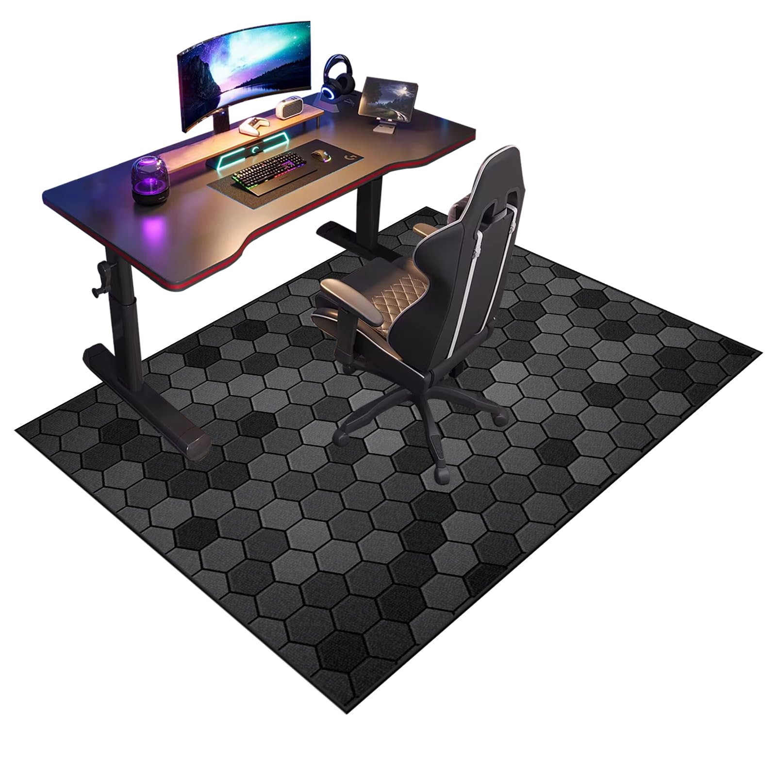 Fcenghox 626A Heavy Duty Office Chair Mats For Carpeted And Hardwood Floor Carpet Protector Chair Mat For Home Office Floor Mat For Office Chair Anti-Slip Computer Gaming Chair Mats For Rolling Chair 130 X 160 Cm