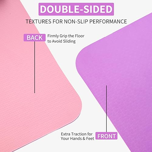 Miniatura 2 de Esterilla de yoga antideslizante y ecológica de 0.3 pulgadas de grosor, alfombrilla de fitness para pilates, adecuada para principiantes