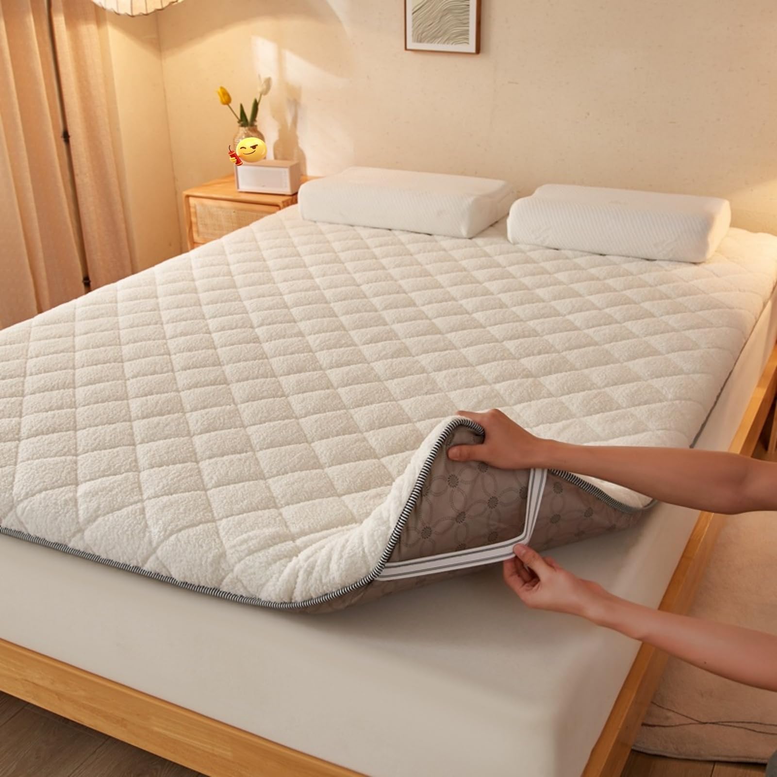 Japoński futon nakładka na materac, składana, antypoślizgowa, zwijana mata, wygodna podkładka sprężynowa do akademika, podwójna, pełna, rozmiar queen, 80 x 190 cm (31,5 x 75 cali)